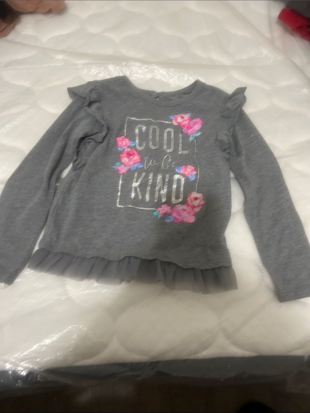 Garanimals Gray Long-Sleeve 'Cool to Be Kind' Top with Pink Floral Accents